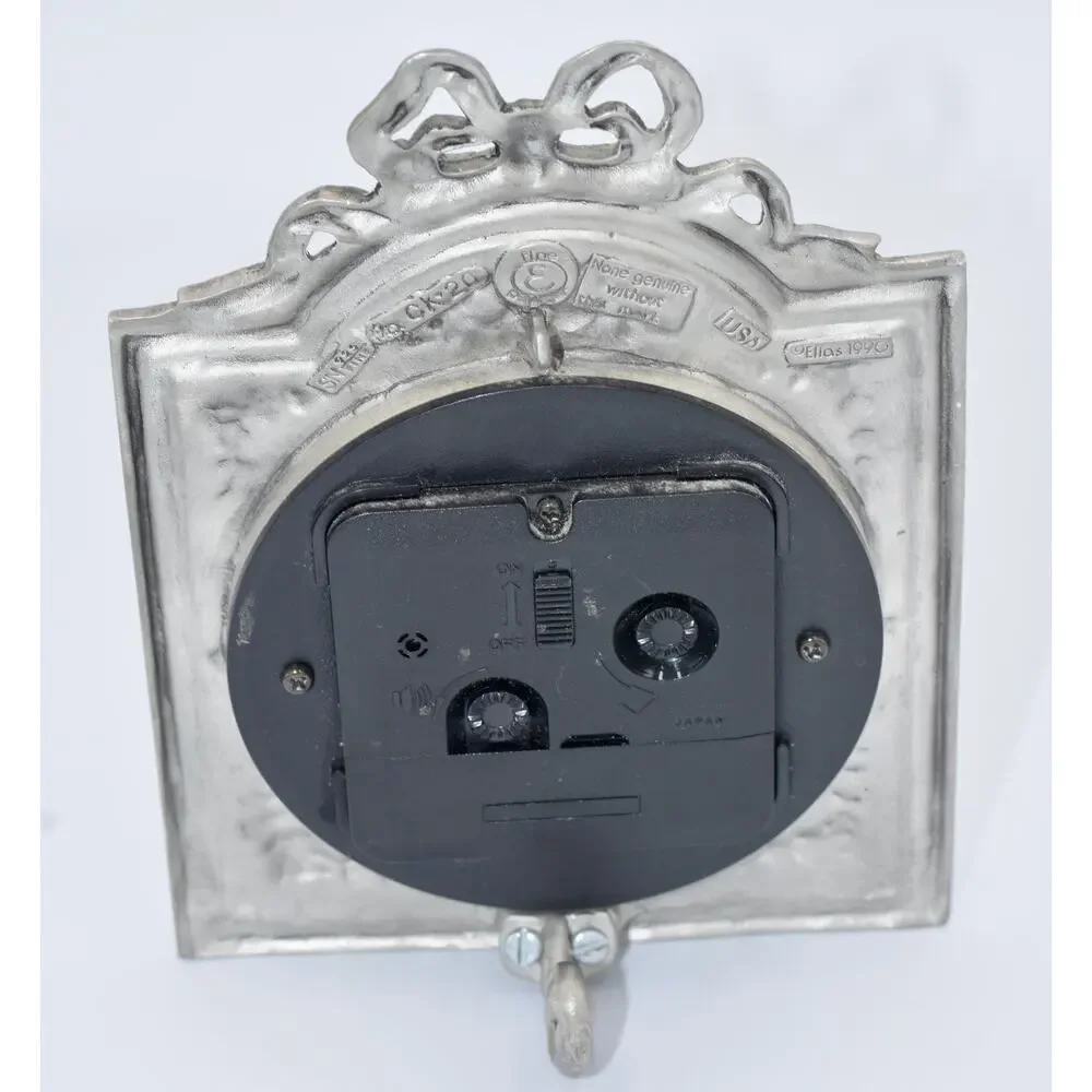 Elias-1990 Pewter 925 Fine Silver Art Nouveau Ornate Alarm Clock